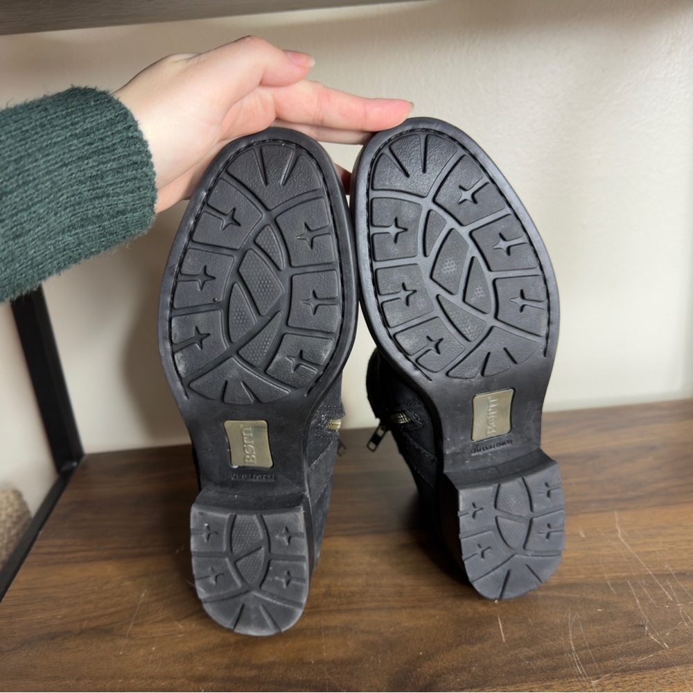 Women's Black Suede Ankle Boots with Buckle - Picture 5 of 6